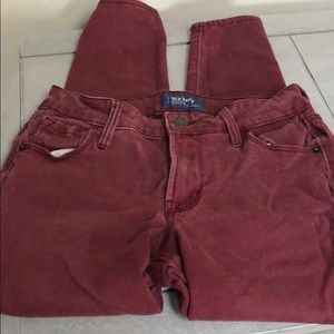 Old Navy Rockstar Jeans. Maroon. Size 0. 25 in